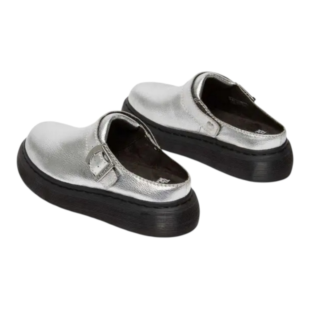 Dr. Martens Metallic Silver Mules with Black Sole - Picture 4 of 7